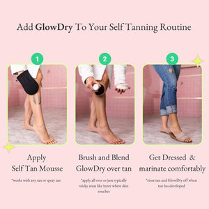 self tan drying powder - how to add glowdry to your self tan routine and steps to apply it over the body