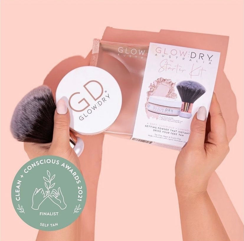 GlowDry australia fake tan drying powder clean and conscious award finalist