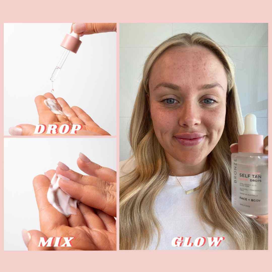 Face Tanning Drops application process - GlowBronze by GlowDry Australia