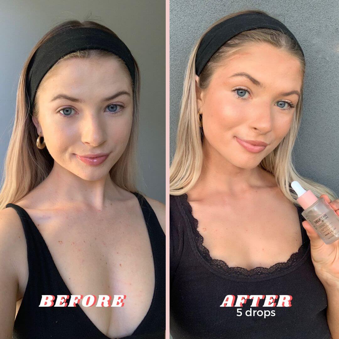 Face Tanning Drops before and after - GlowBronze by GlowDry Australia