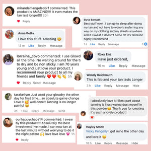Fake Tan Drying Powder user comments and reviews - GlowDry Australia