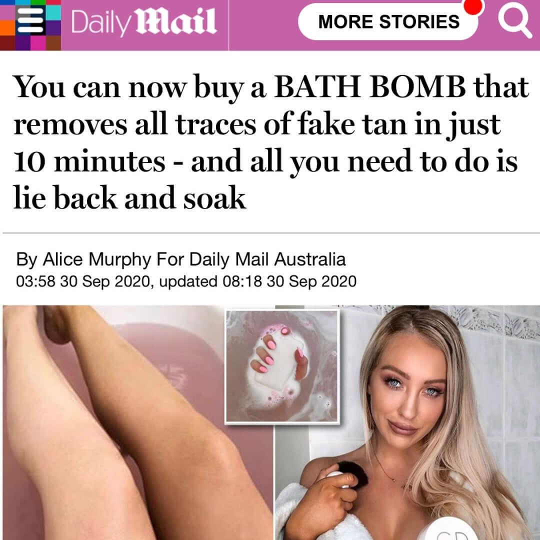 Fake Tan Remover Bathtub Bath Bomb review from the Daily Mail - GlowBomb by GlowDry Australia