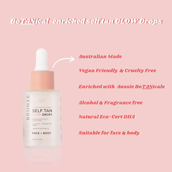 GlowBronze - Self Tan Face & Body 'GLOW' Drops - GlowDry Australia