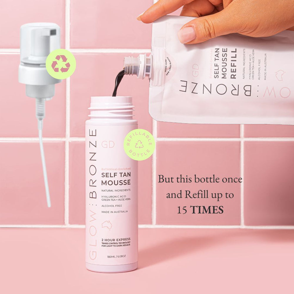 Natural Self Tan Mousse REFILL 180ml - GlowDry Australia